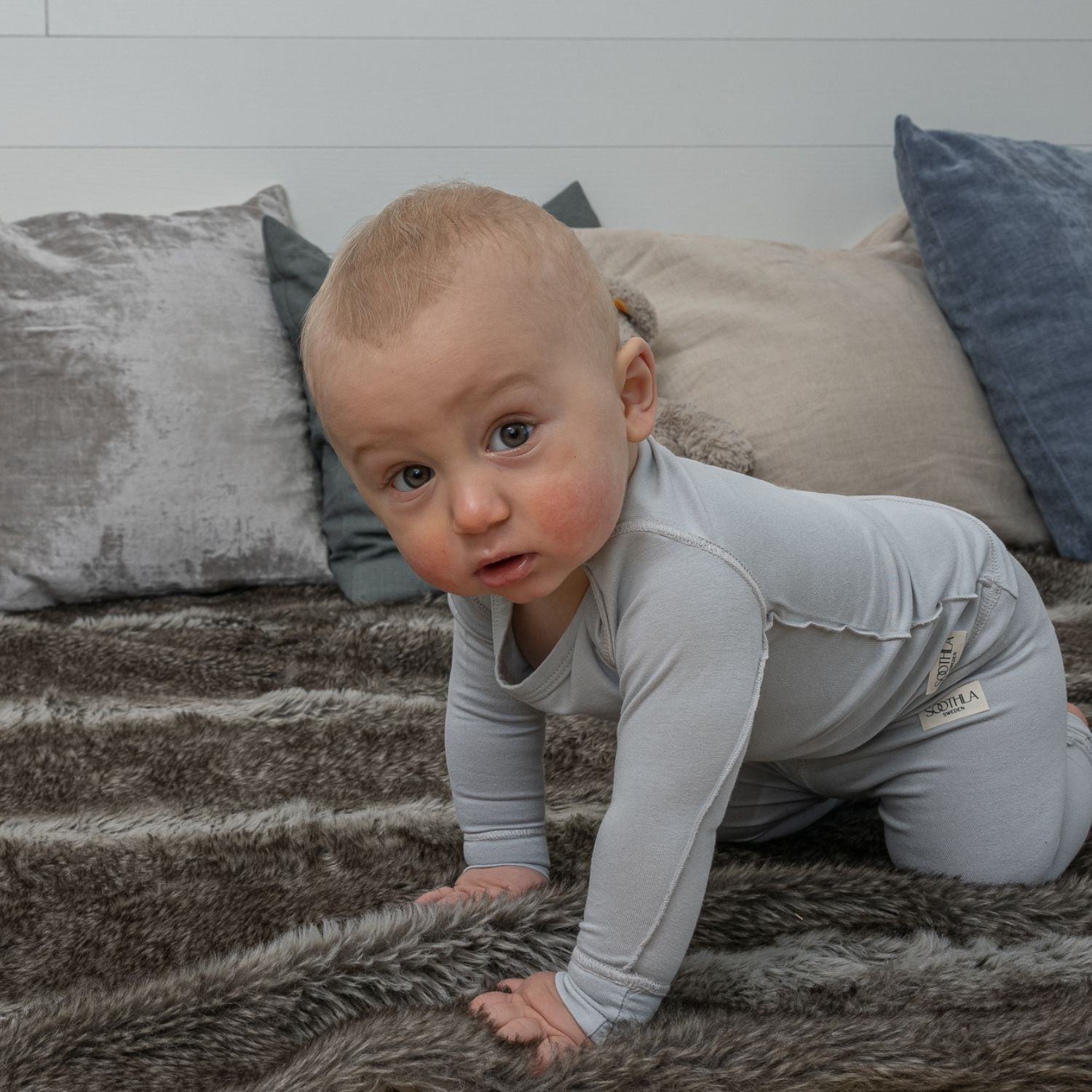 Baby Wearing SOOTHLA Baby Top And Legging In Micro Chip.
