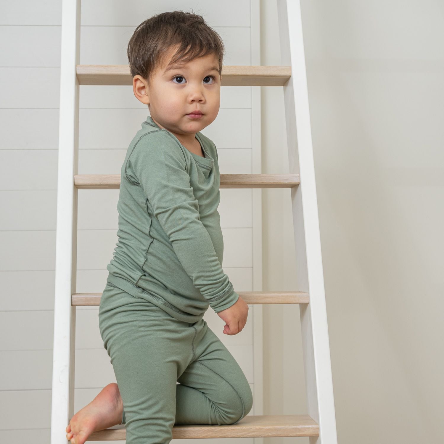 Boy Standing On Ladder In SOOTHLA Allergy-friendly Clothing