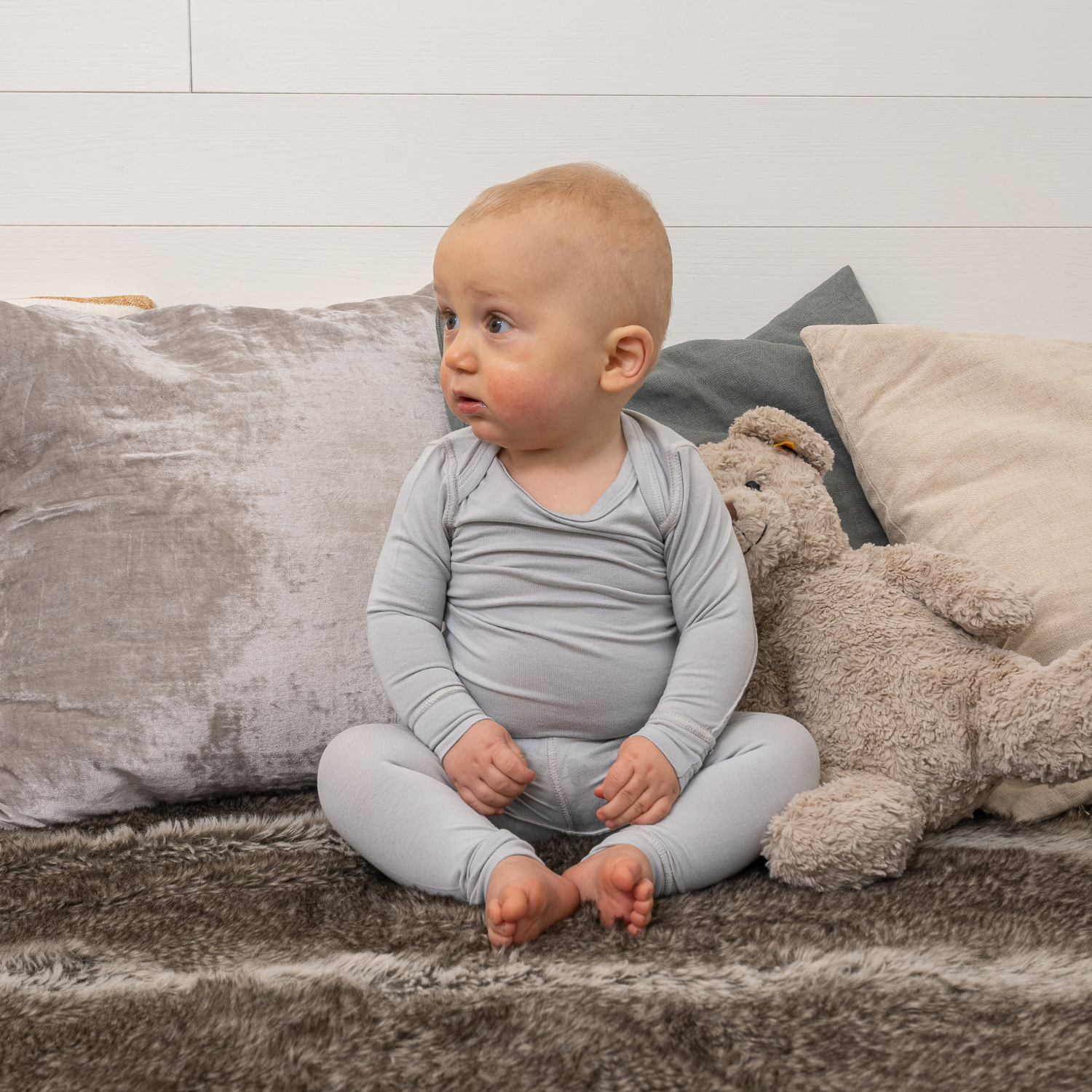 Baby Wearing Micro Chip Baby Bodysuit And Legging From SOOTHLA.